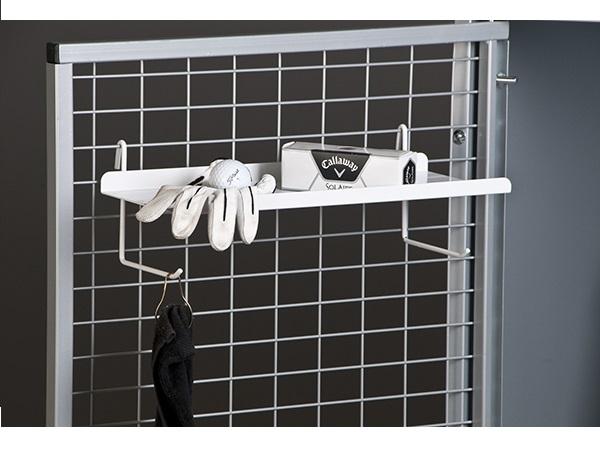 Hanging shelf for lockers<br>for batteries or other accessories