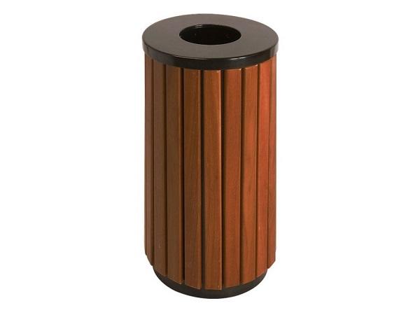 Wood-look outdoor waste bin<br>round 40 litres