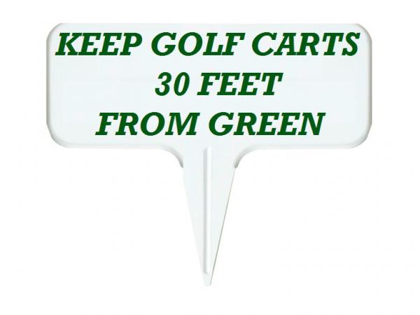 One-piece alu sign 13x30 cm <br>KEEP GOLF CARTS 30 FEET