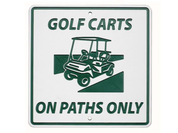 Greenline information sign<br>GOLF CARTS ON PATHS ONLY