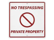 Greenline information sign&amp;lt;br&amp;gt;NO TRESPASSING - PRIVATE PROP