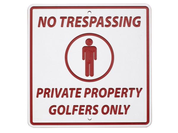 Greenline information sign<br>NO TRESPASSING-GOLFERS ONLY