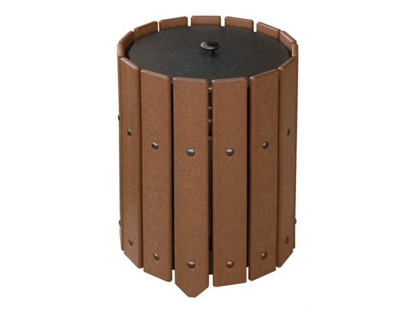 Recycled trash container 19 L<br>Round with closed lid - Brown