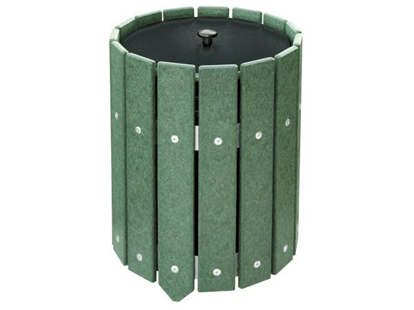Recycled trash container 19 L<br>Round with closed lid - Green