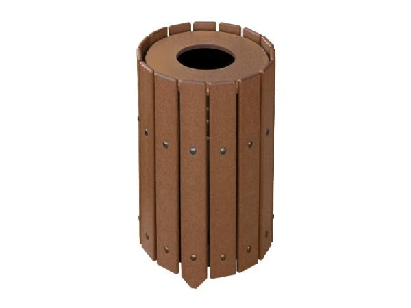 Recycled trash container 121 L<br>Round incl. liner - Brown