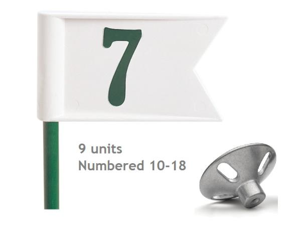 Practice grn Pennants No. 10-18<br>white incl 9 green rods & bases