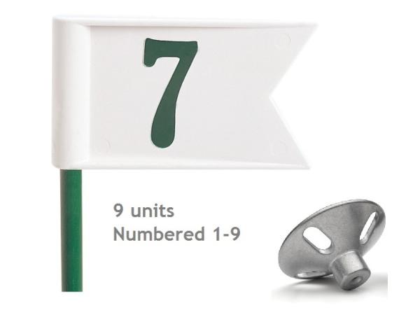 Practice green Pennants No. 1-9<br>white incl 9 green rods & bases
