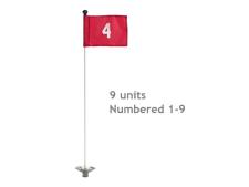 Pr. grn flags No. 1-9 Ø 1.3 cm rod&amp;lt;br&amp;gt;Red - incl 9 white rods &amp; bases