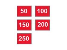 Range flags numbered-Red/white&amp;lt;br&amp;gt;50-100-150-200-250 (set of 5)
