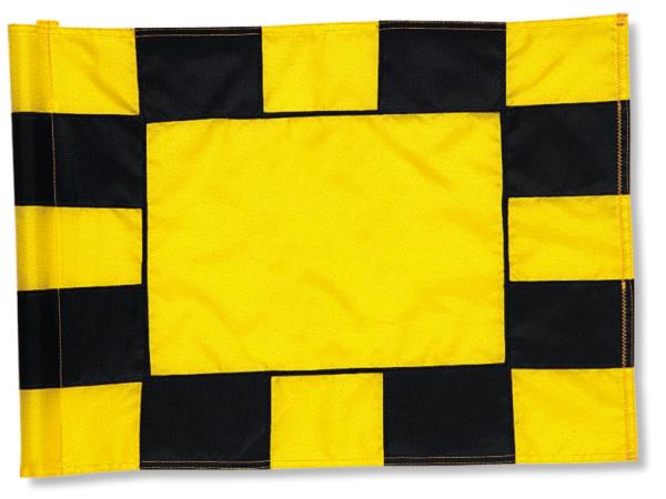 Checkered flags OPEN CENTER<br>Black/yellow - Nylon (set of 9 pcs)