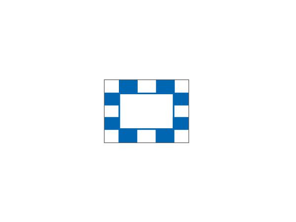 Checkered flags OPEN CENTER<br>Blue/white - Nylon (set of 9 pcs)