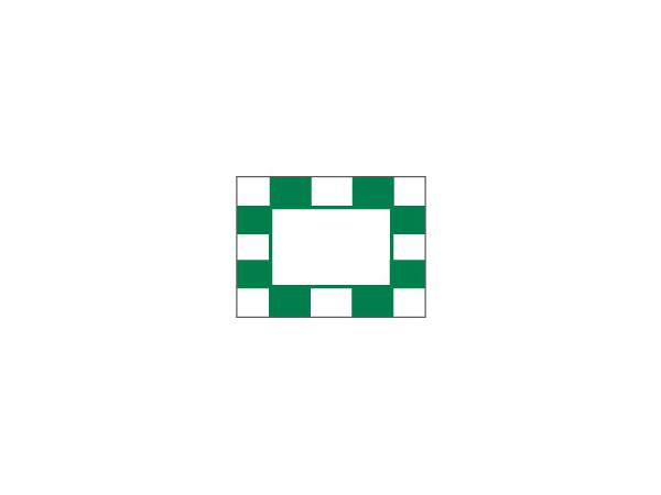 Checkered flags OPEN CENTER<br>Green/white - Nylon (set of 9 pcs)