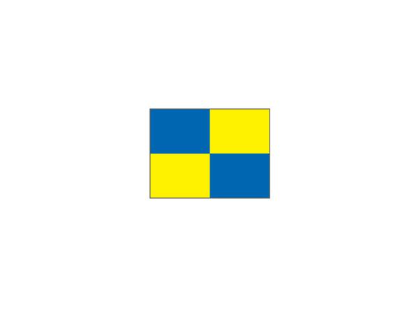 Checkered nylon flags<br>Blue/yellow (set of 9 pcs)
