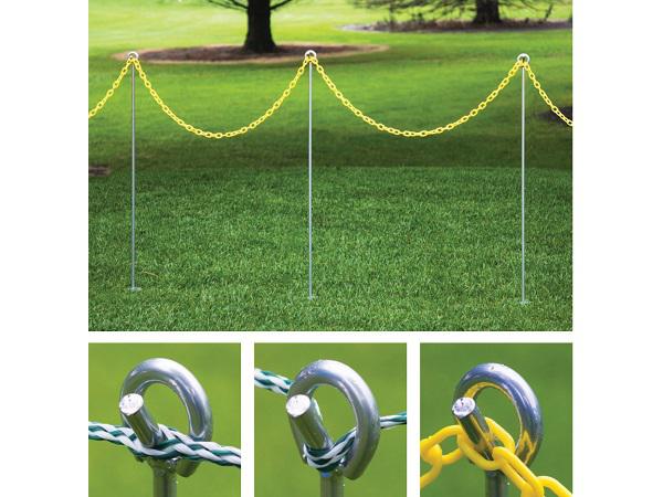 Steel combo rope & chain stake<br>91 cm - Green (12 pcs/carton)